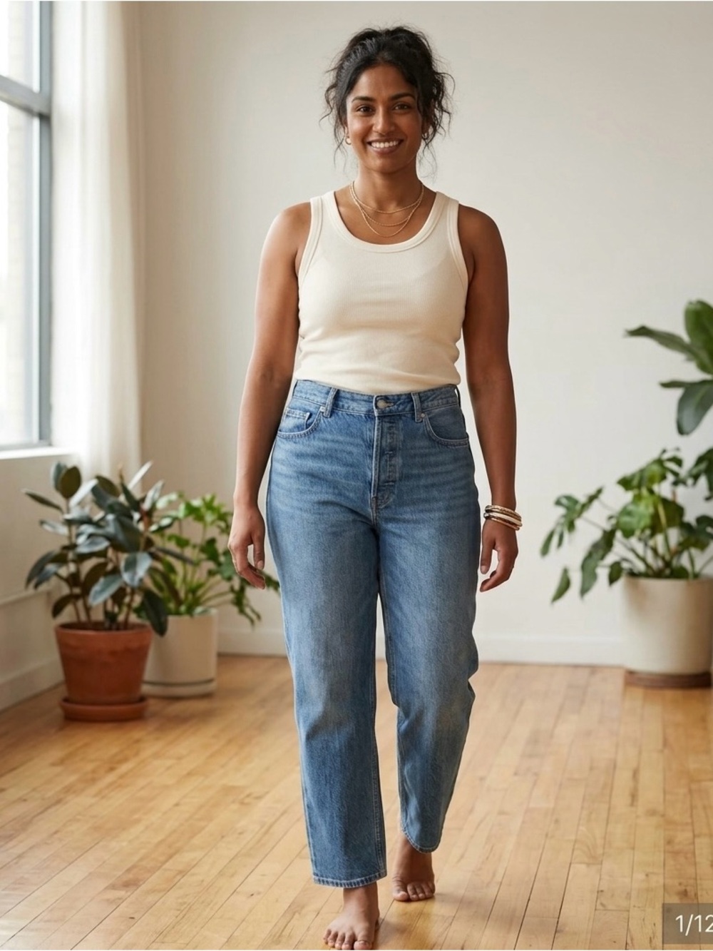 Everlane Jeans The Curvy 90's Cheeky Straight Orgnic Cotton Button Fly Size 32